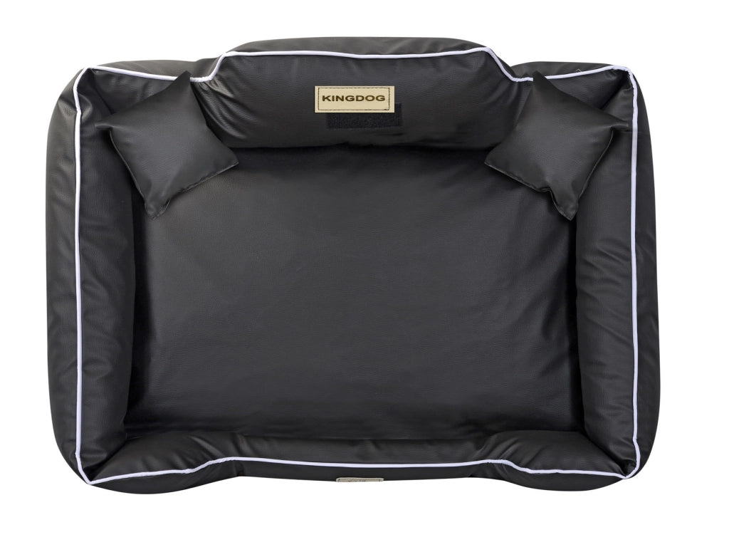 AIO FACTORY 115x95 cm KINGDOG Cuccia per cani in ecopelle nera personalizzabile