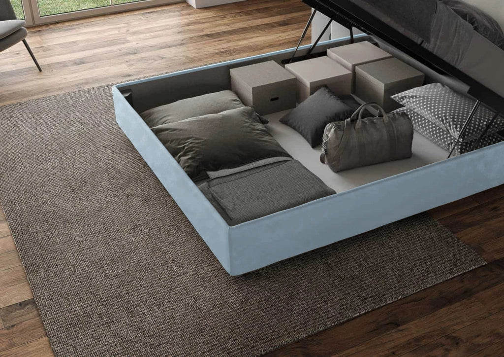 Letto Matrimoniale Francese 140x190 cm con Rete Mika Azzurro