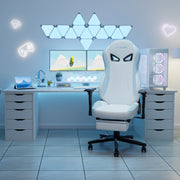 Sedia da gaming ergonomica - Zephmum- con poggiapiedi, schienale alto, regolabile in altezza, supporto lombare e per la testa, bianca