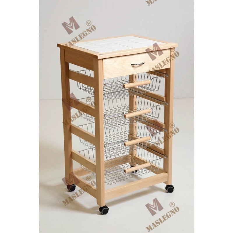 Carrello portafrutta Vesuvio con cassetto senza base - naturale