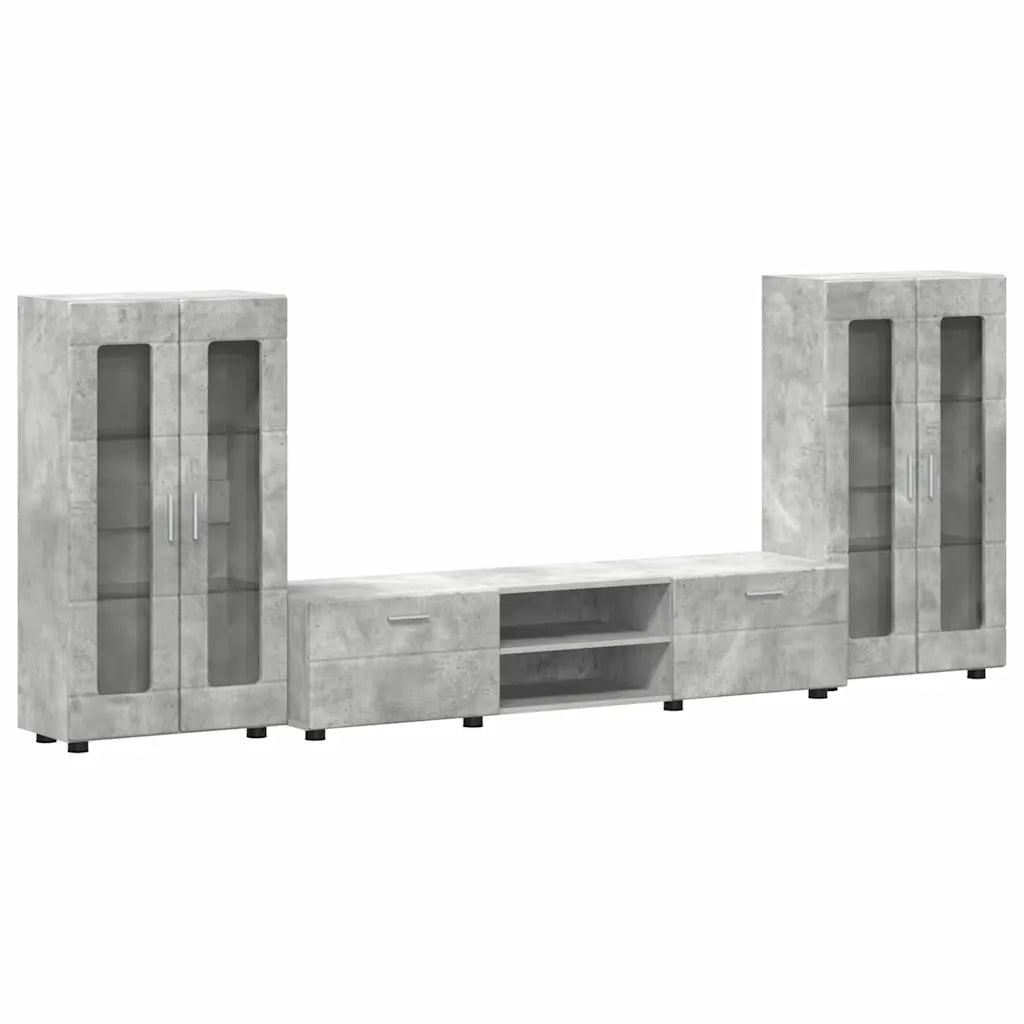 Set mobile TV con porta FLORIN Grigio cemento Legno multistrato