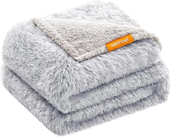 Cuscino per Cani e Gatti Impermeabile Grande XL Sherpa Fleece 152 x 127 cm con Tessuto Ombré Grigio Scuro