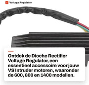 Regolatore di Tensione in Alluminio + ABS - Adatto per VS Intruder 600/800/1400 - Codice OEM 32800-38B00 - Resistente allo Shock - Montaggio Regolabile - Regolatore di Tensione