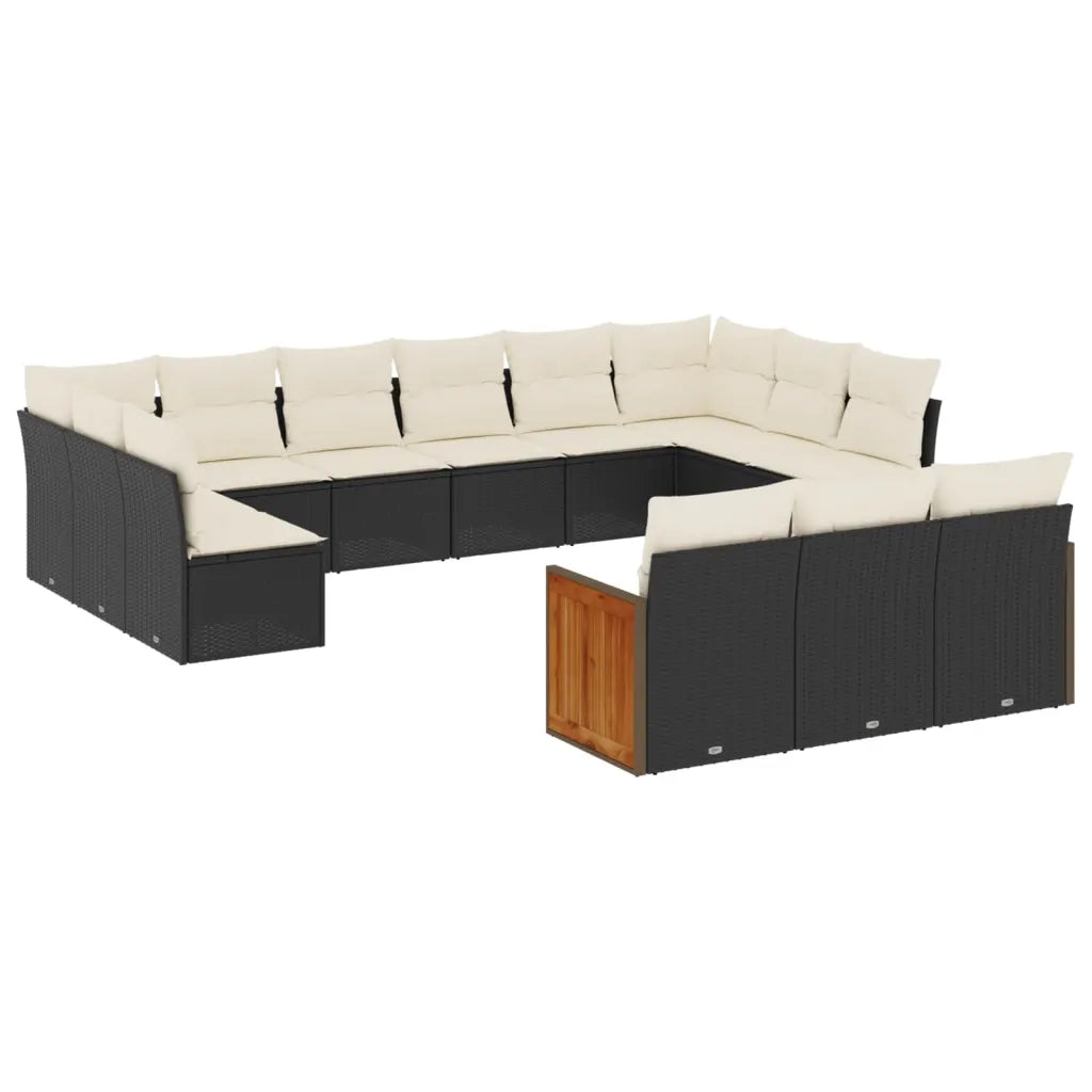 Set Divani da Giardino 13pz con Cuscini Nero in Polyrattan 3260537