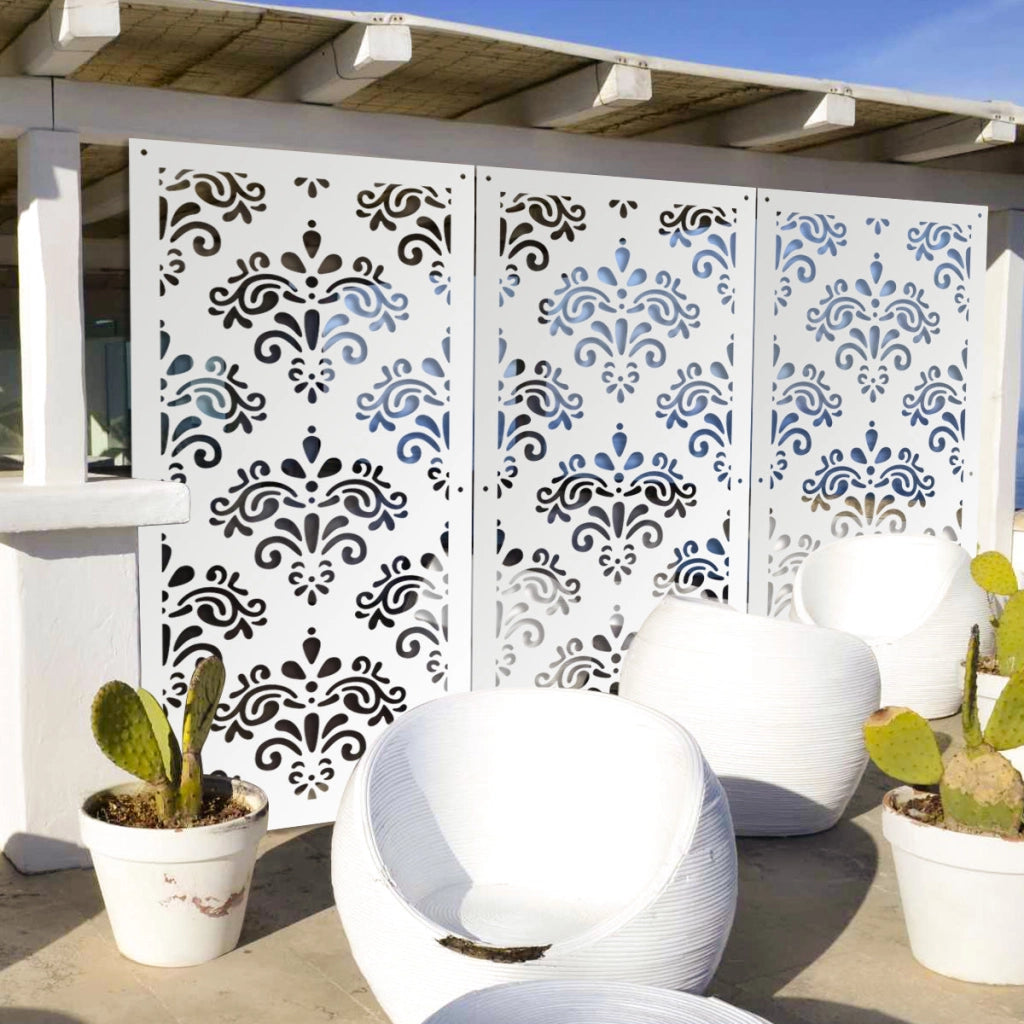 DAMASCO - Pannello in PVC traforato - Parasole Misura: 50x150 cm, Colore: bianco