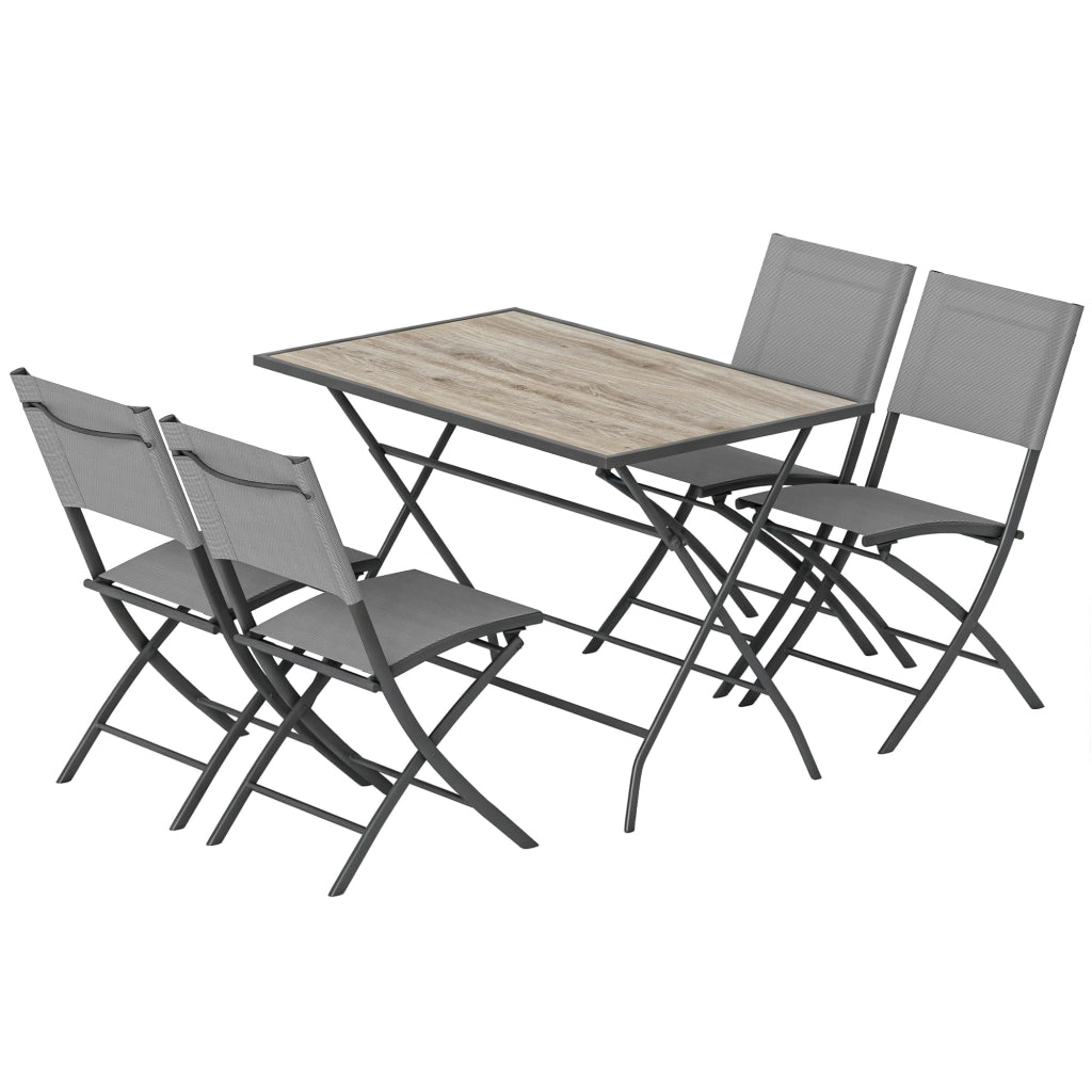 Set Giardino Pieghevole 5 Pezzi Tavolo con 4 Sedie ¨C Zephmum ¨C Legno Effetto