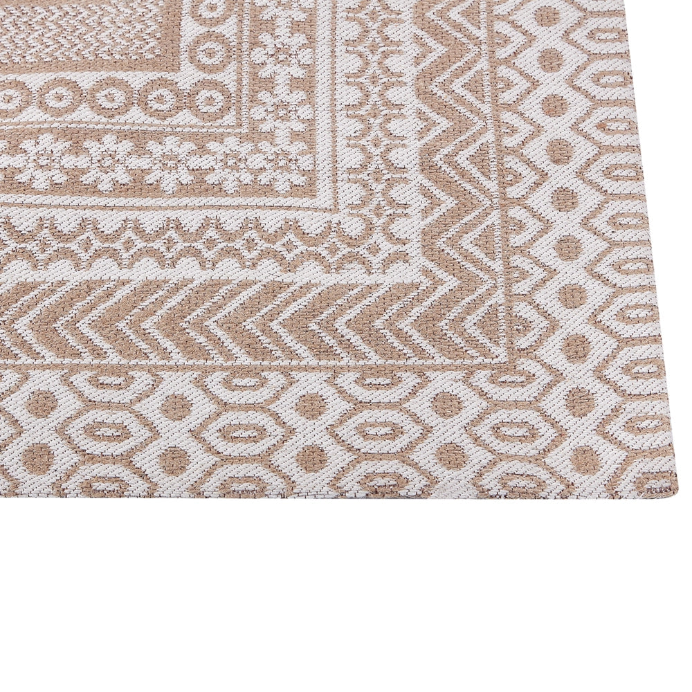 Tappeto moderno dal motivo geometrico 200 x 300 cm beige e bianco soggiorno camera da letto