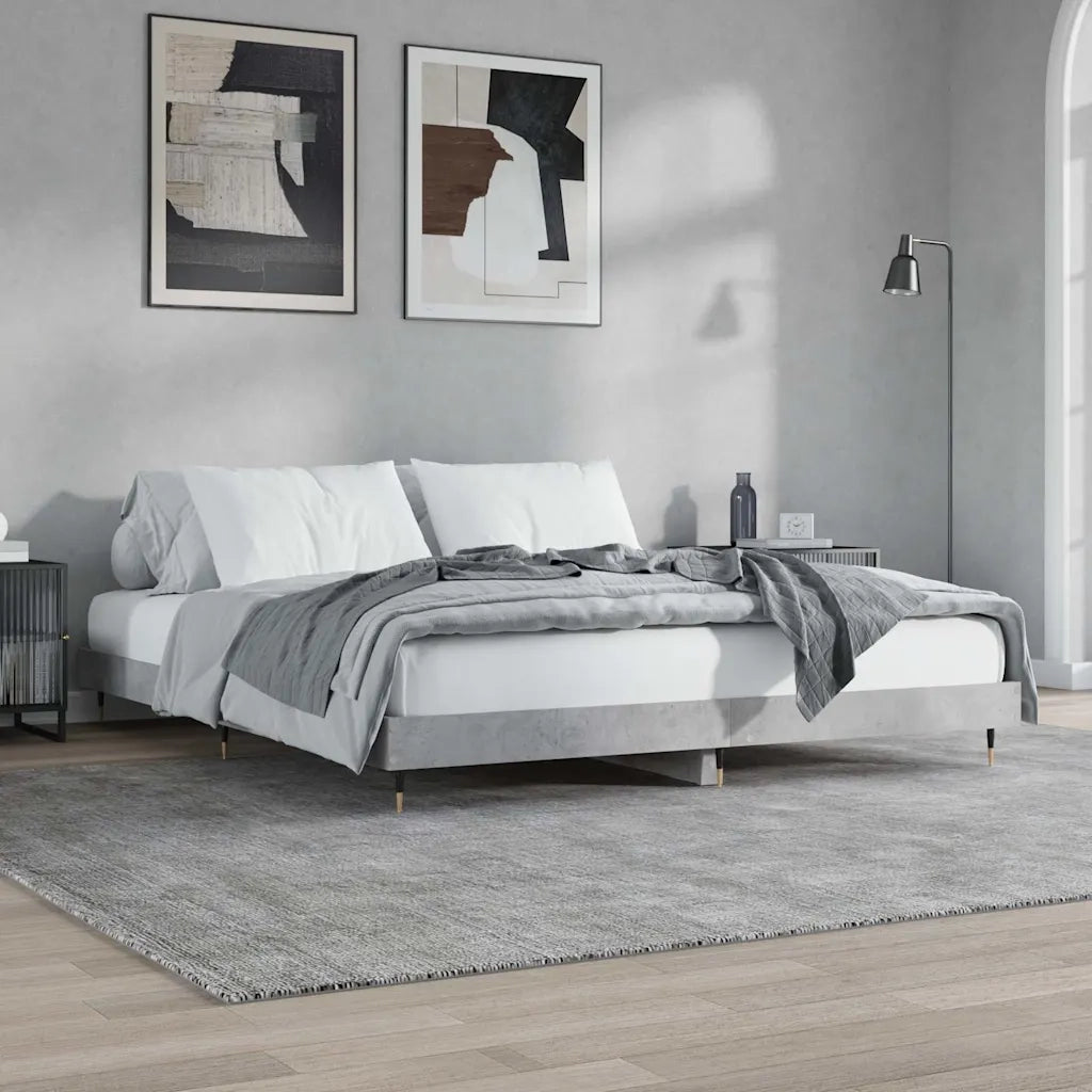 Letto matrimoniale | Letto per adulti | Giroletto Grigio Cemento 120x200 cm in Legno Multistrato