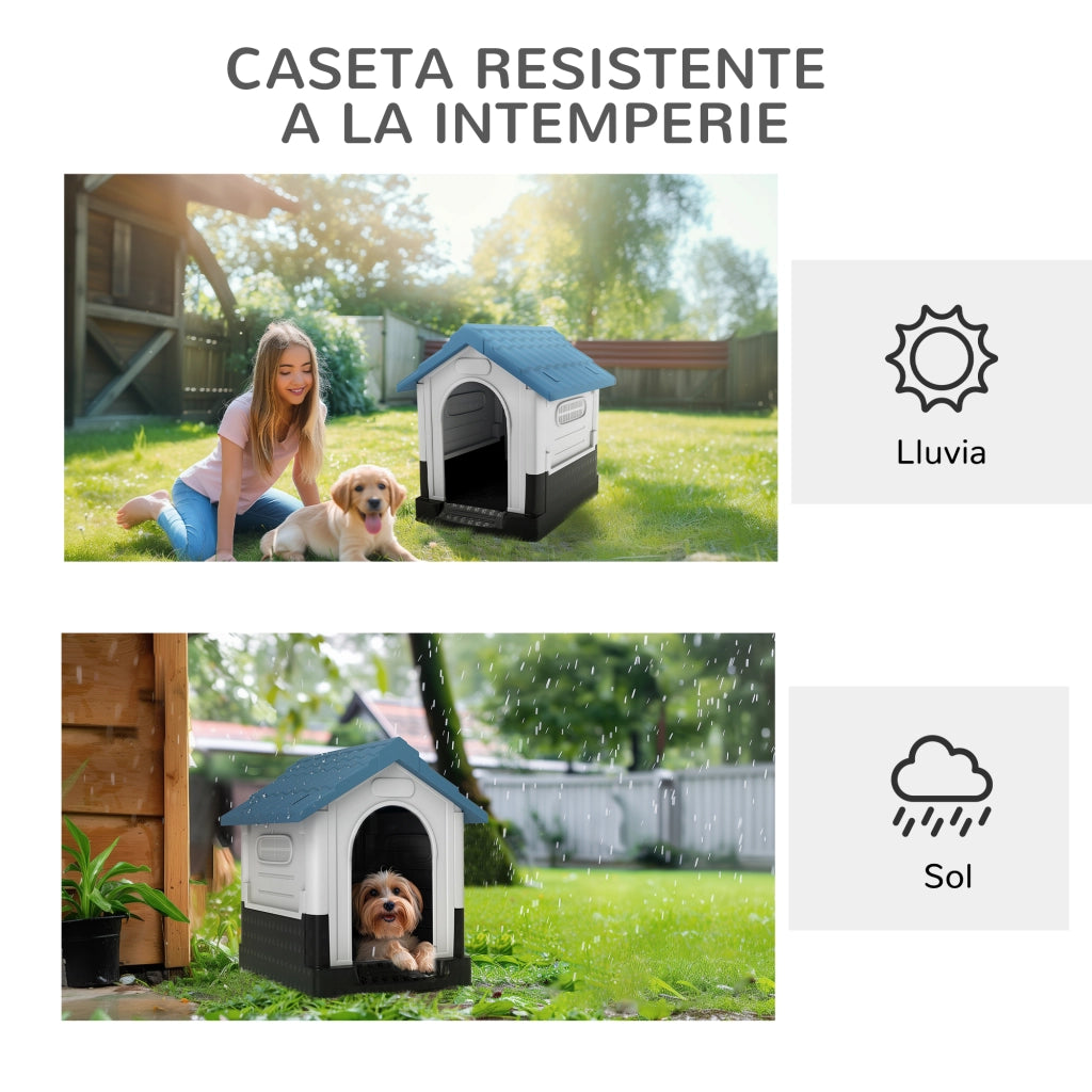 Cuccia per Cani Mini da Esterno ¨C Xylo ¨C Plastica Blu 64,5x57x66 cm