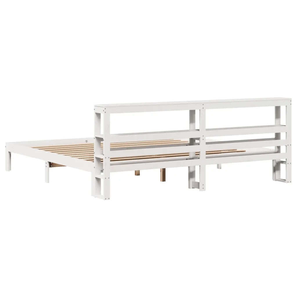 Letto matrimoniale | Letto per adulti | Giroletto con Testiera senza Materasso Bianco 200x200 cm