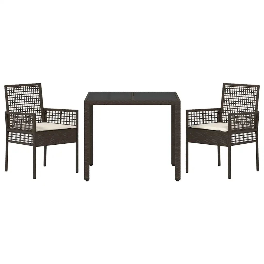 Set da Pranzo per Giardino 3 pcs Marrone polyrattan 3334863
