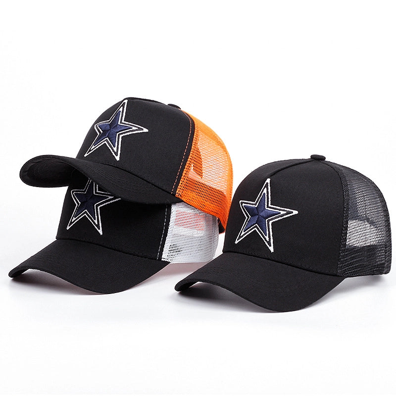 Cappellino da baseball a cinque punte con stella, nero e bianco