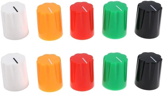 Set di Potenziometri con Manopole a Rotazione per Pedali Chitarra - 10 pezzi - Montaggio 6,35 mm - Facile da Installare - Disponibile in Diverse Colori - Alta Affidabilità - Manopole Chitarra