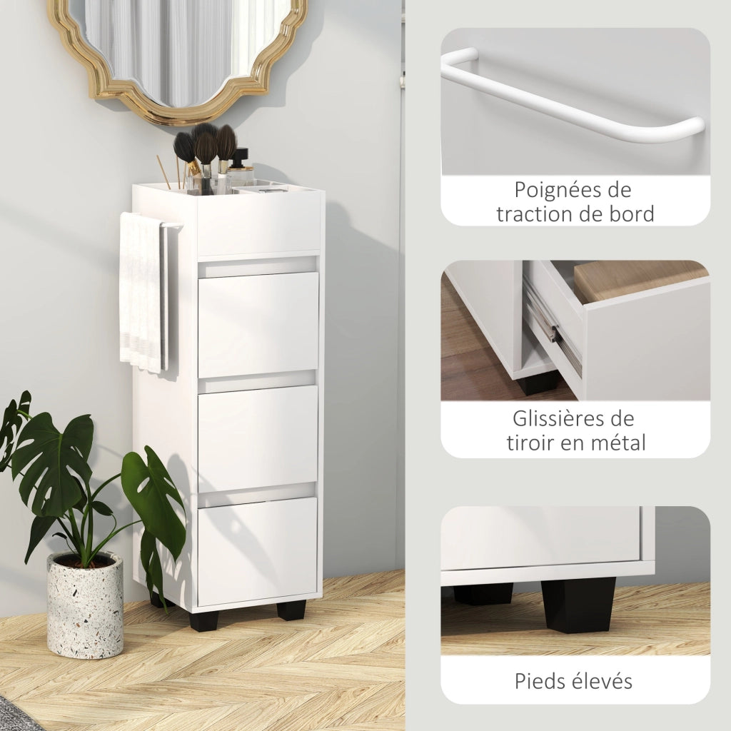 Mobile da Bagno con Cassetti e Ripiani ¨C zephmum ¨C Bianco 35x30x90 cm