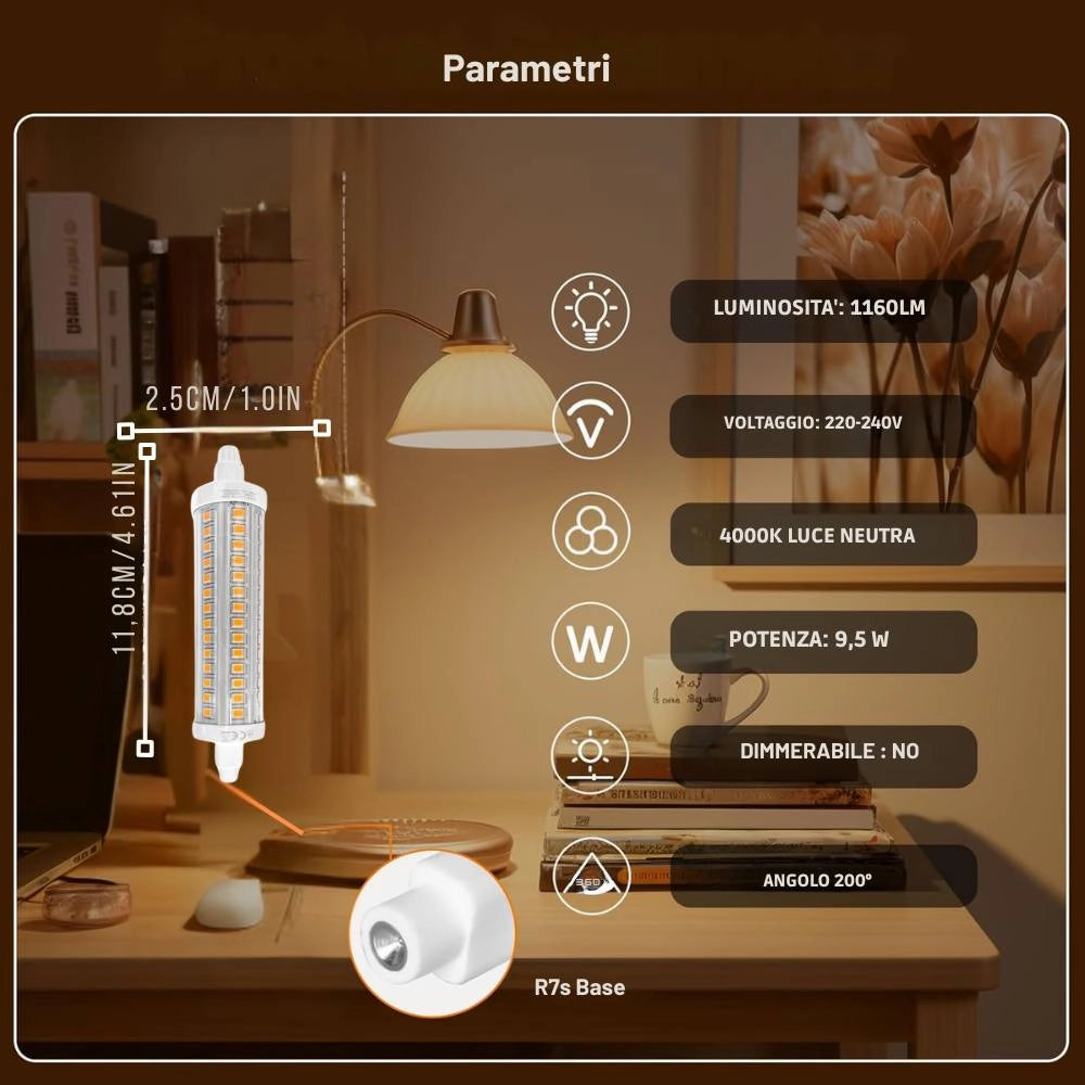 Fsl lampada led r7s 4000k attacco r7s per ambienti domestici e professionali *** potenza 9,5w, confezione 1