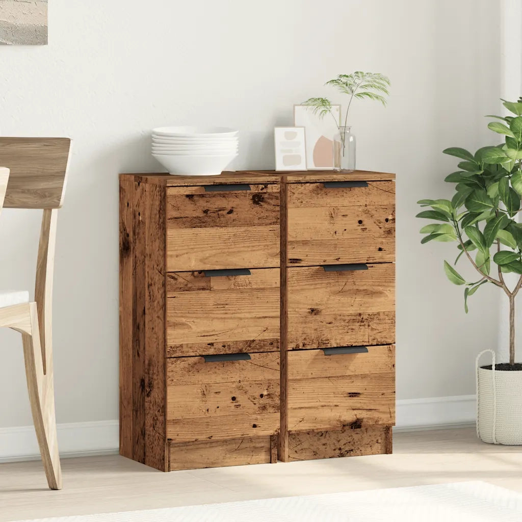 Credenze 2 pz | Madia | Buffet da pranzo | Armadio da pranzo Legno Antico 30x30x70 cm in Legno Multistrato