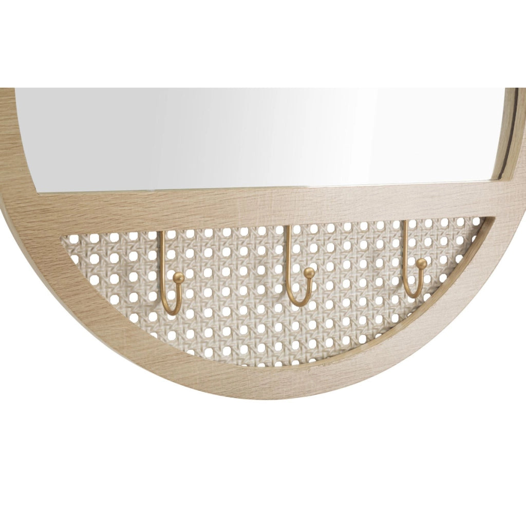 Specchio da parete Fuji con cornice boho in ferro e MDF