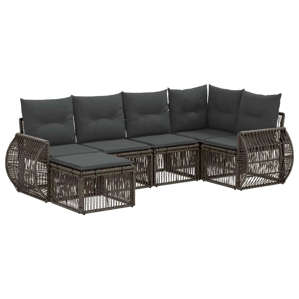 Set Divano da Giardino 6 pz Grigio e Grigio Scuro polyrattan 3435485
