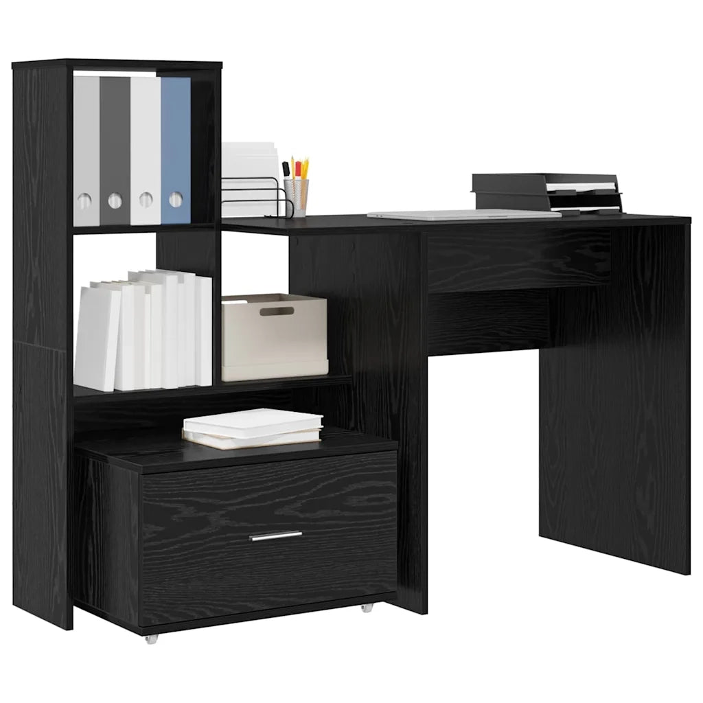 Scrivania | Tavolo da Ufficio Rovere Nero 131,5 x 50 x 106,5 cm Legno multistrato