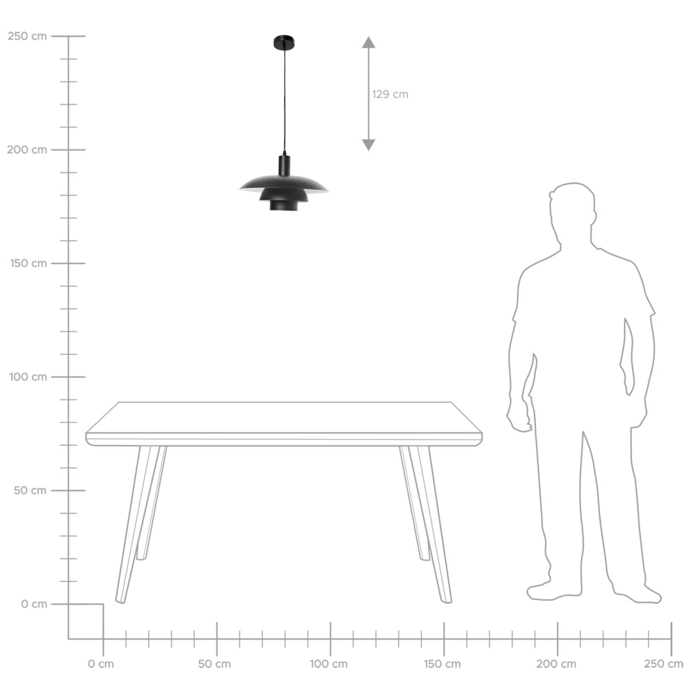 Lampada a sospensione in metallo nero con design a gradini in stile metà secolo