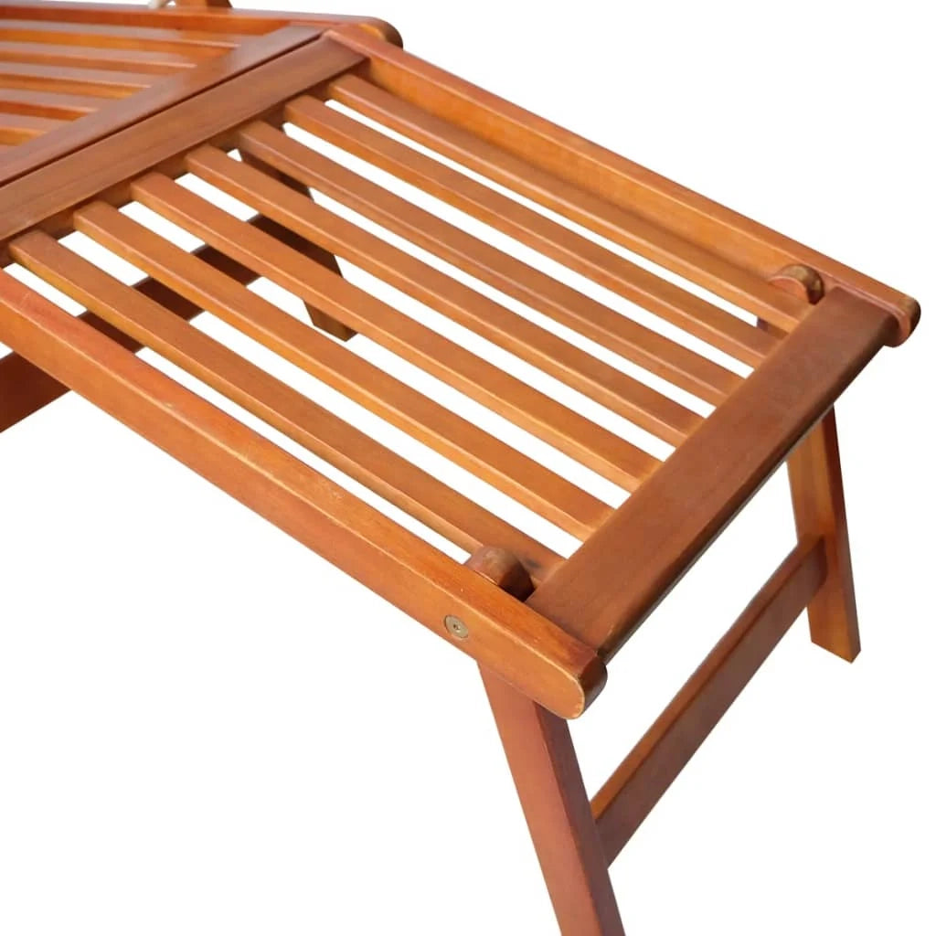 Lettino prendisole sedia a sdraio lettino prendisole letto da giardino mobili da esterno per patio con poggiapiedi e cuscino legno massello di acacia 02_0012577