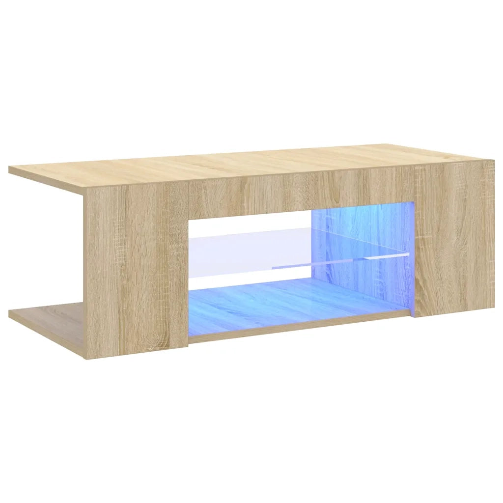 Mobile Porta TV con Luci LED Rovere Sonoma 90x39x30 cm 804241