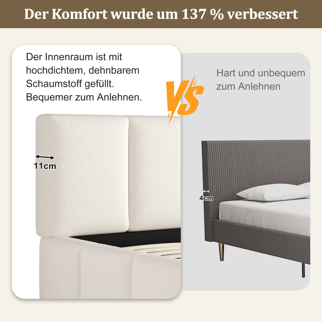letto imbottito bouclé beige 180 x 200 cm