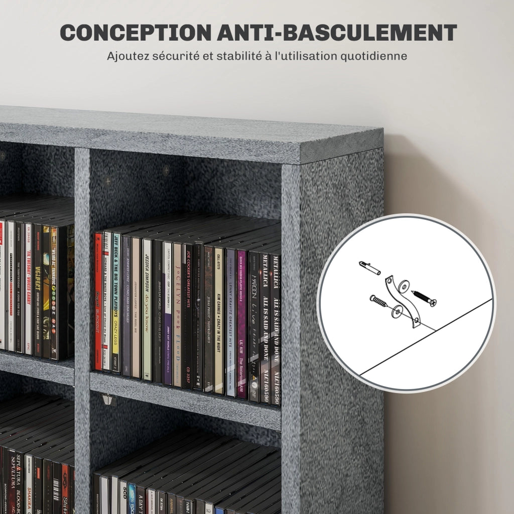 Libreria per CD e DVD in legno ¨C zephmum ¨C 89x130.5 cm grigio