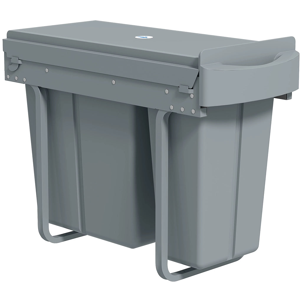 Pattumiera estraibile con 2 contenitori rimovibili ¨C Xylo ¨C 30L (20L+10L) grigio metallo