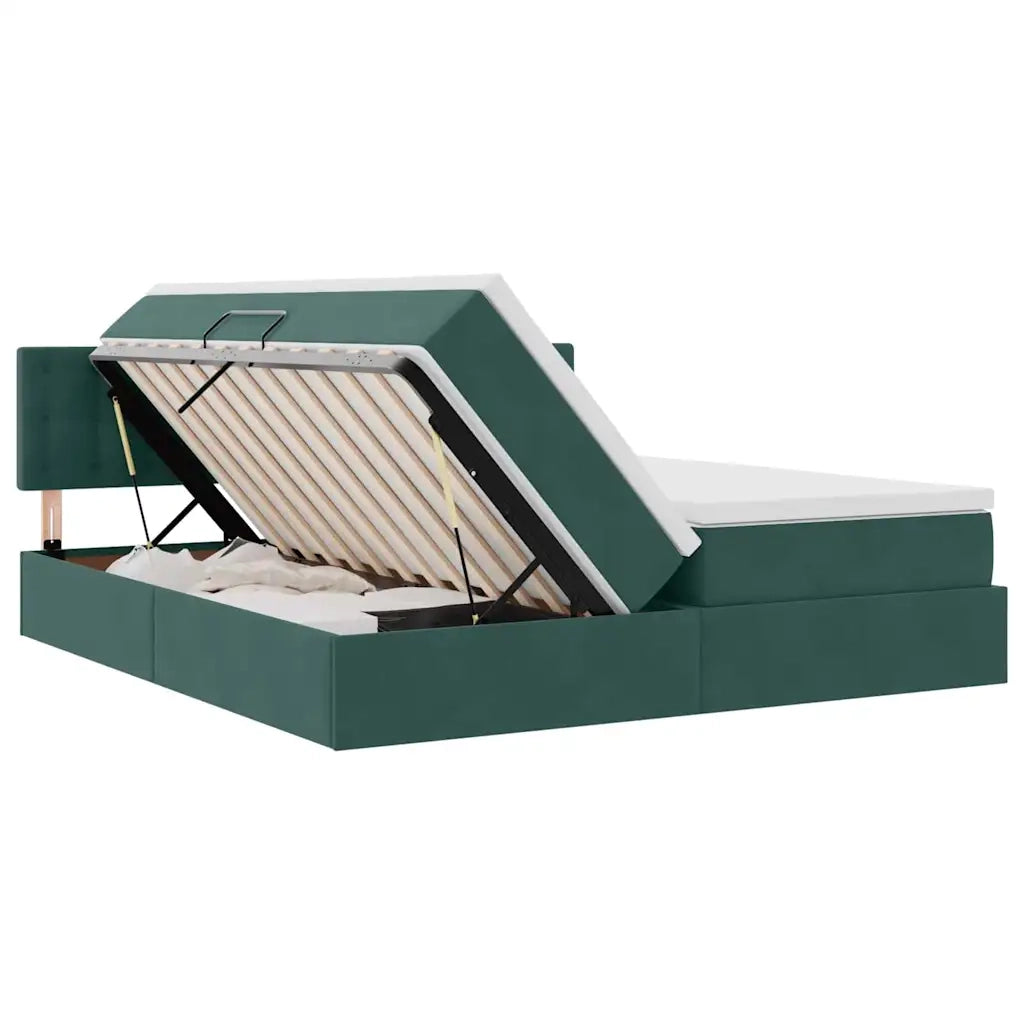 Letto con Contenitore con materasso Verde Scuro 100 x 200 cm 3371006