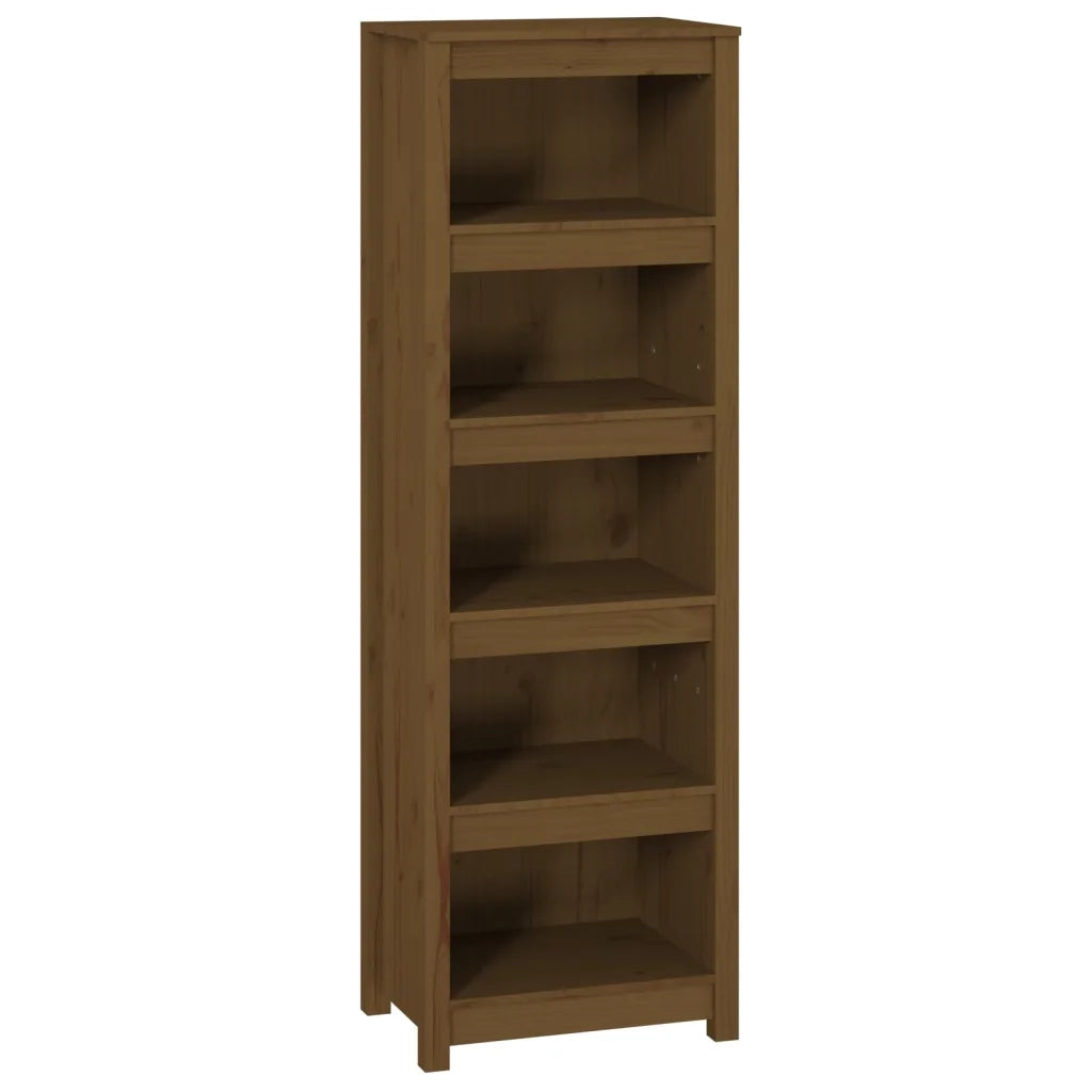 Libreria-Scaffale per Libri-Mobile di Stoccaggio Marrone Ambra 50x35x154 cm in Legno Massello di Pino
