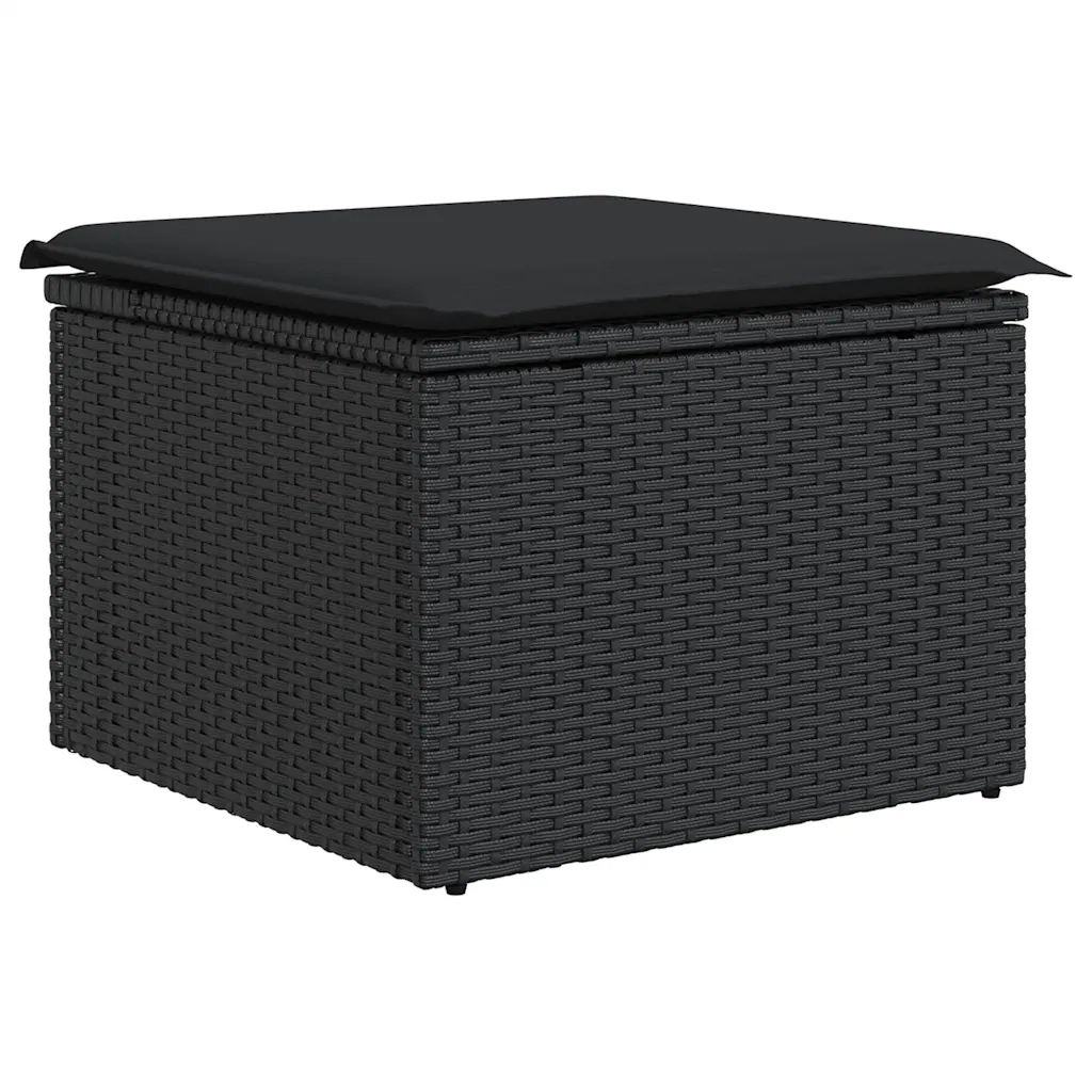 Set Divani da Giardino con Cuscini 7pz Nero Polyrattan Acacia 3327618