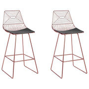 Set di 2 sgabelli in metallo oro rosa con imbottitura in pelle stile moderno contemporaneo