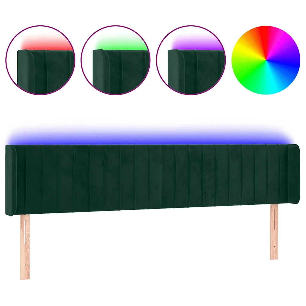 Testiera a LED Verde Scuro 203x16x78/88 cm in Velluto 3123543
