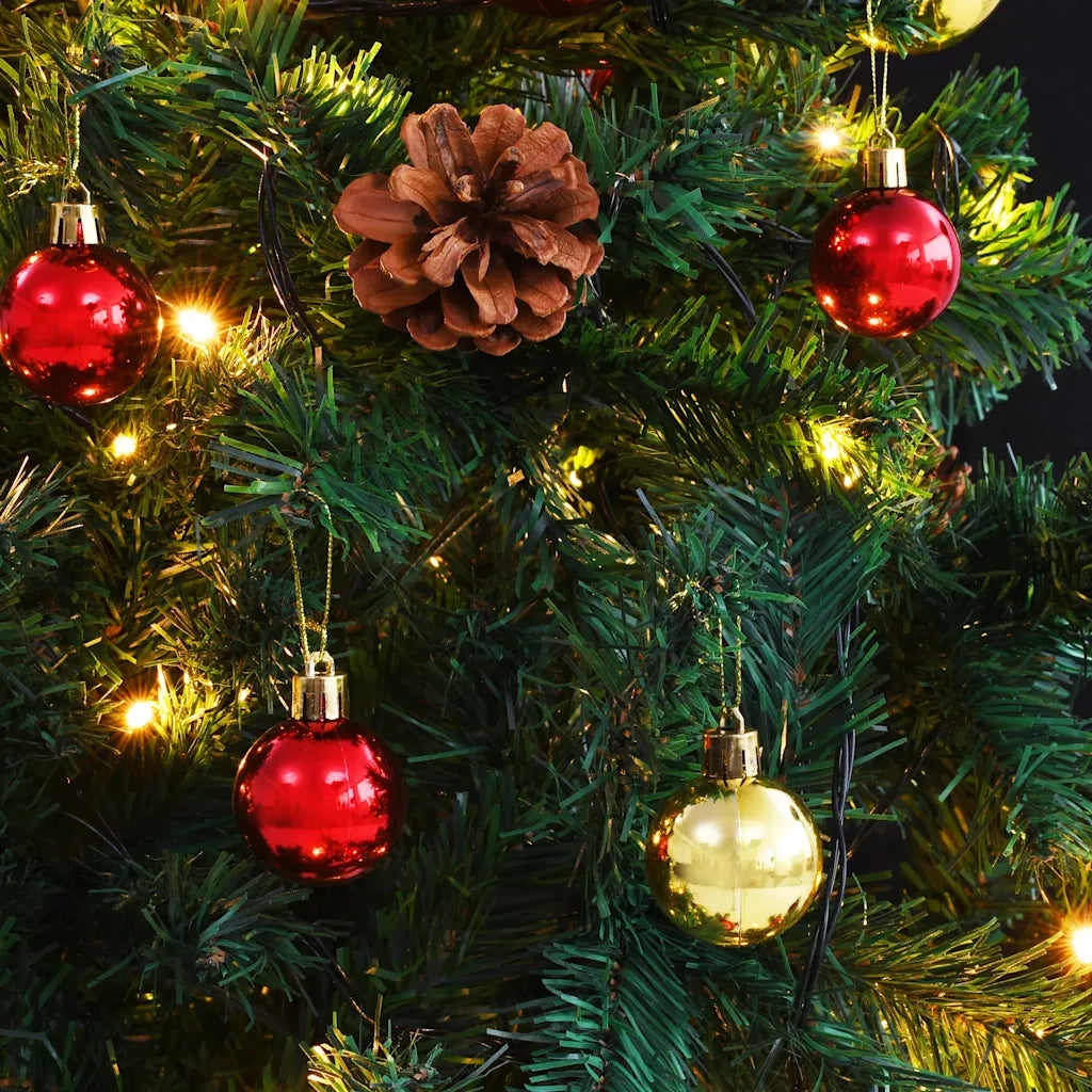 Albero di Natale Preilluminato con Palline Verde 210 cm 321501