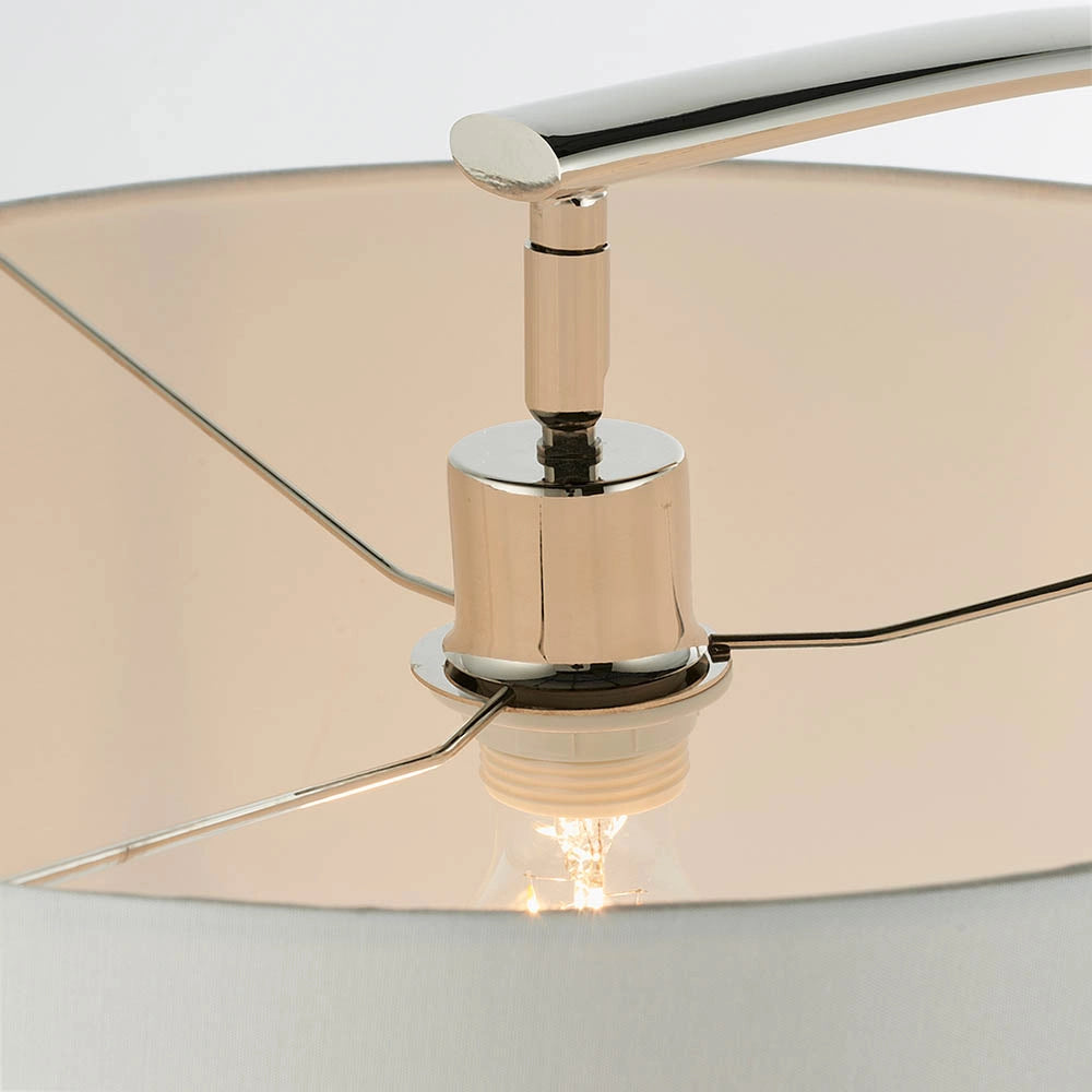 Lampada da terra arco moderna nichel, paralume bianco E27 Endon