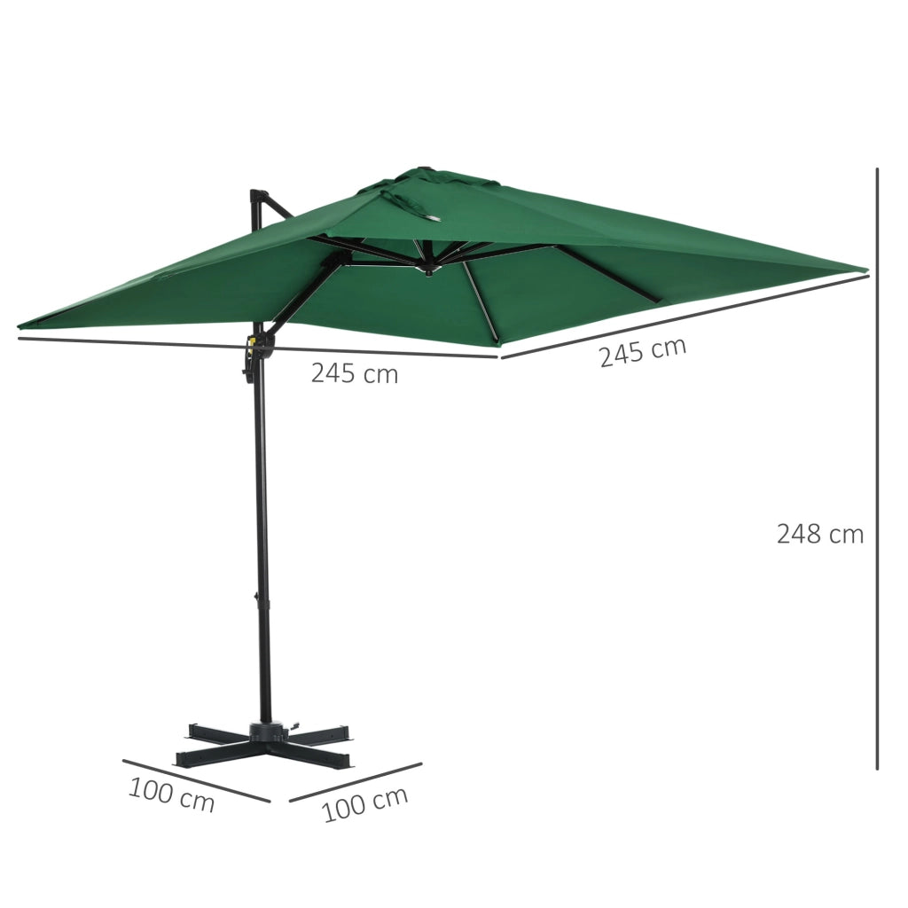 Ombrellone da Giardino con Manovella ¨C Xylo ¨C 2.5x2.5m Verde Rotazione 360¡ã Parasole Regolabile