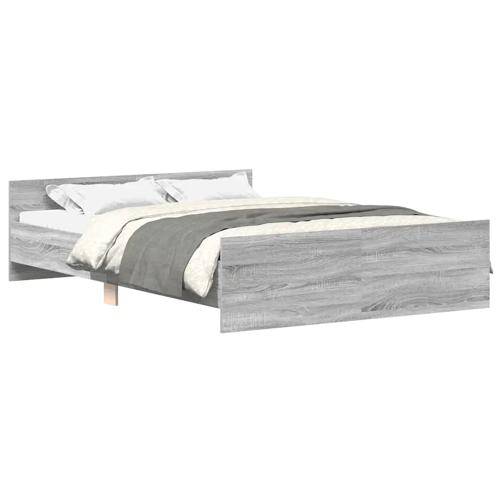 Letto matrimoniale | Letto per adulti | Giroletto con Testiera e Pediera Grigio Sonoma 120x190 cm