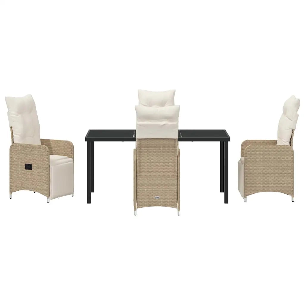 Set da Pranzo per Giardino con cuscino 5 pcs Beige polyrattan