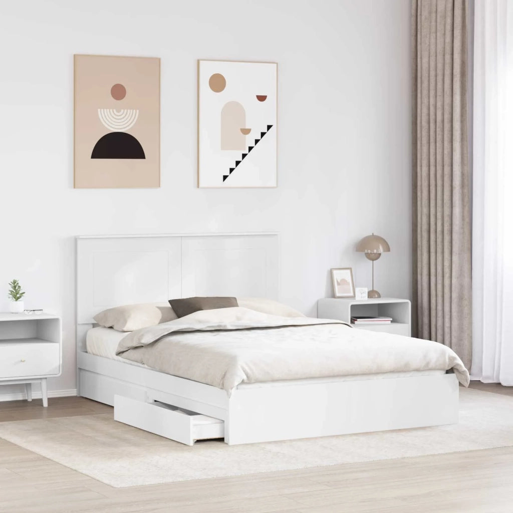 Letto con Contenitore Bianco 140 x 190 cm Legno multistrato 3409545