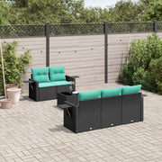 Set Divani da Giardino 6 pz con Cuscini Nero in Polyrattan 3219896