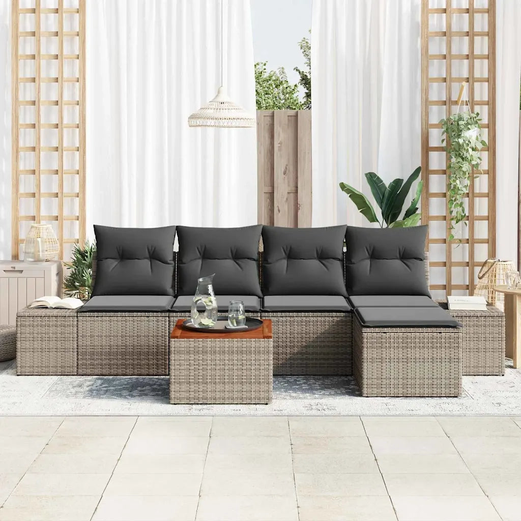 Set Divano da Giardino 6 pcs Grigio polyrattan 3356613