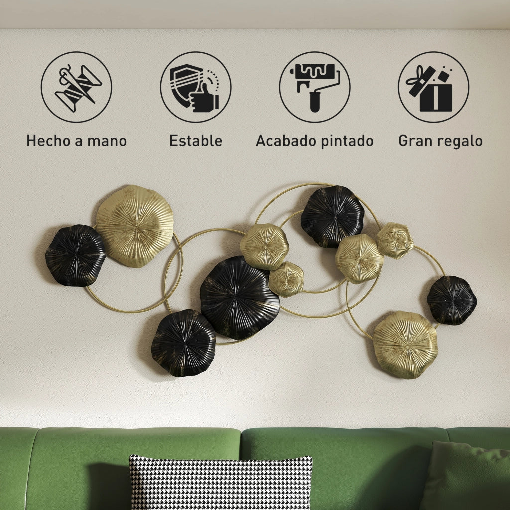 Scultura a Parete Foglia di Loto ¨C Minimal ¨C Dorato e Nero 84x35 cm