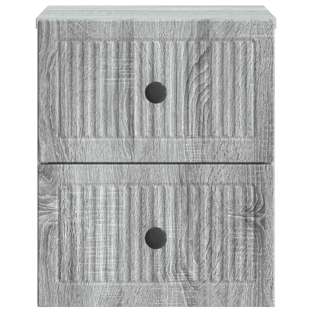 Comodino | Armadio da Notte | Mobiletto da notte a muro Grigio Sonoma 33 x 34,5 x 40 cm