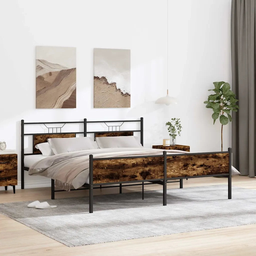 Giroletto senza Materasso in Metallo-Struttura Letto Rovere Fumo 160x200 cm 557443