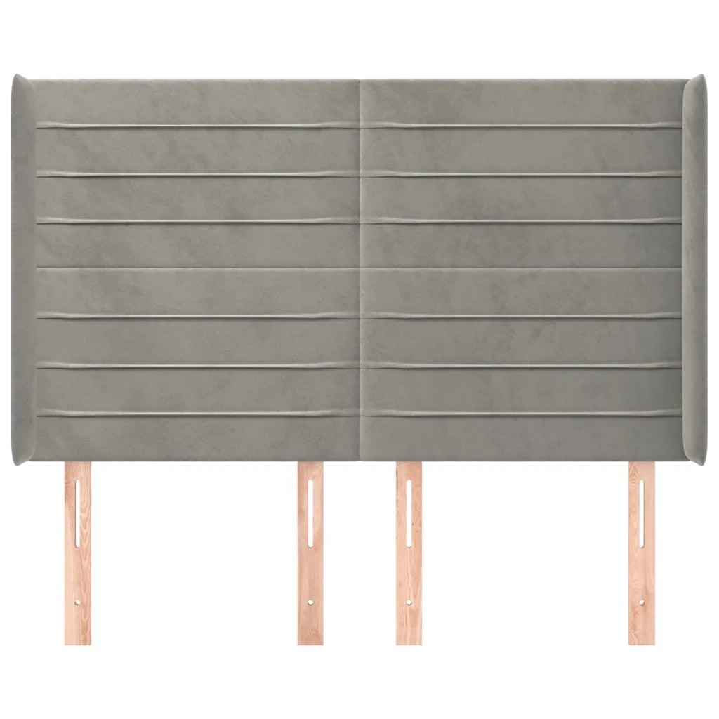 Testiera | Testata ad Orecchio Grigio Chiaro 147x16x118/128 cm in Velluto