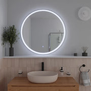 Specchio led tondo Ø 80 cm cornice bianco opaco touch screen luce calda/fredda