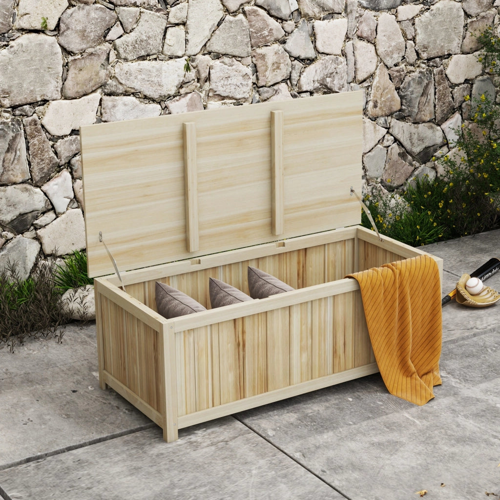 Panca Contenitore da Giardino in Legno ¨C Minimal ¨C 120x55x45cm Colore Legno