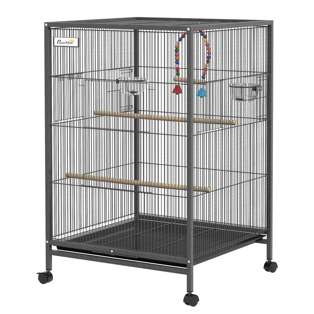 Gabbia per Uccelli con Ruote ¨C zephmum ¨C 48x46x78 cm Grigio