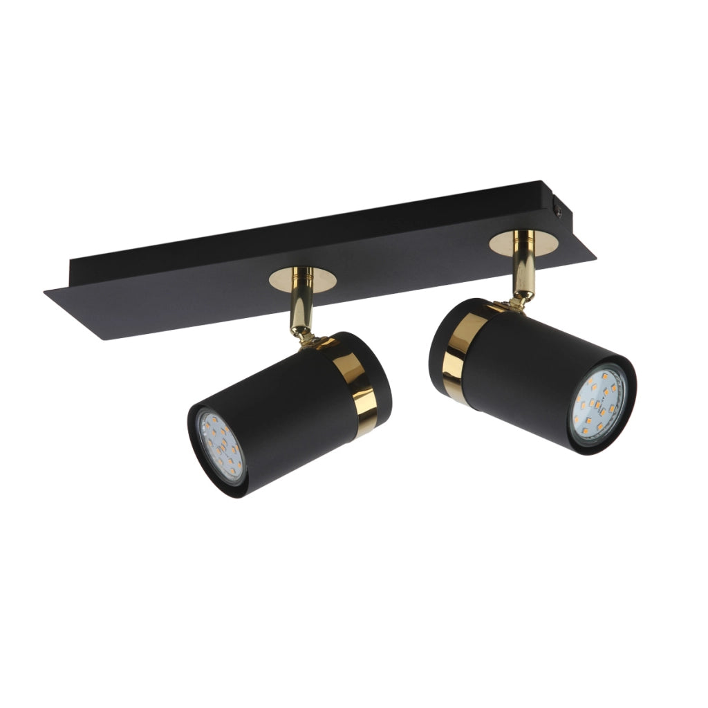 Faretto soffitto doppio nero-oro orientabile 2xGU10